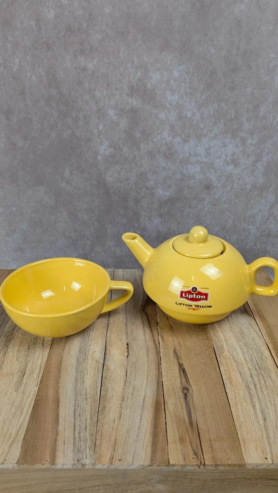 Ensemble Lipton vintage théière tasse empilable jaune – photo 5